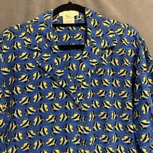 VTG Escada Margaretha Ley 100% Silk Fish Novelty Print Blouse Womens Size 38 (M)